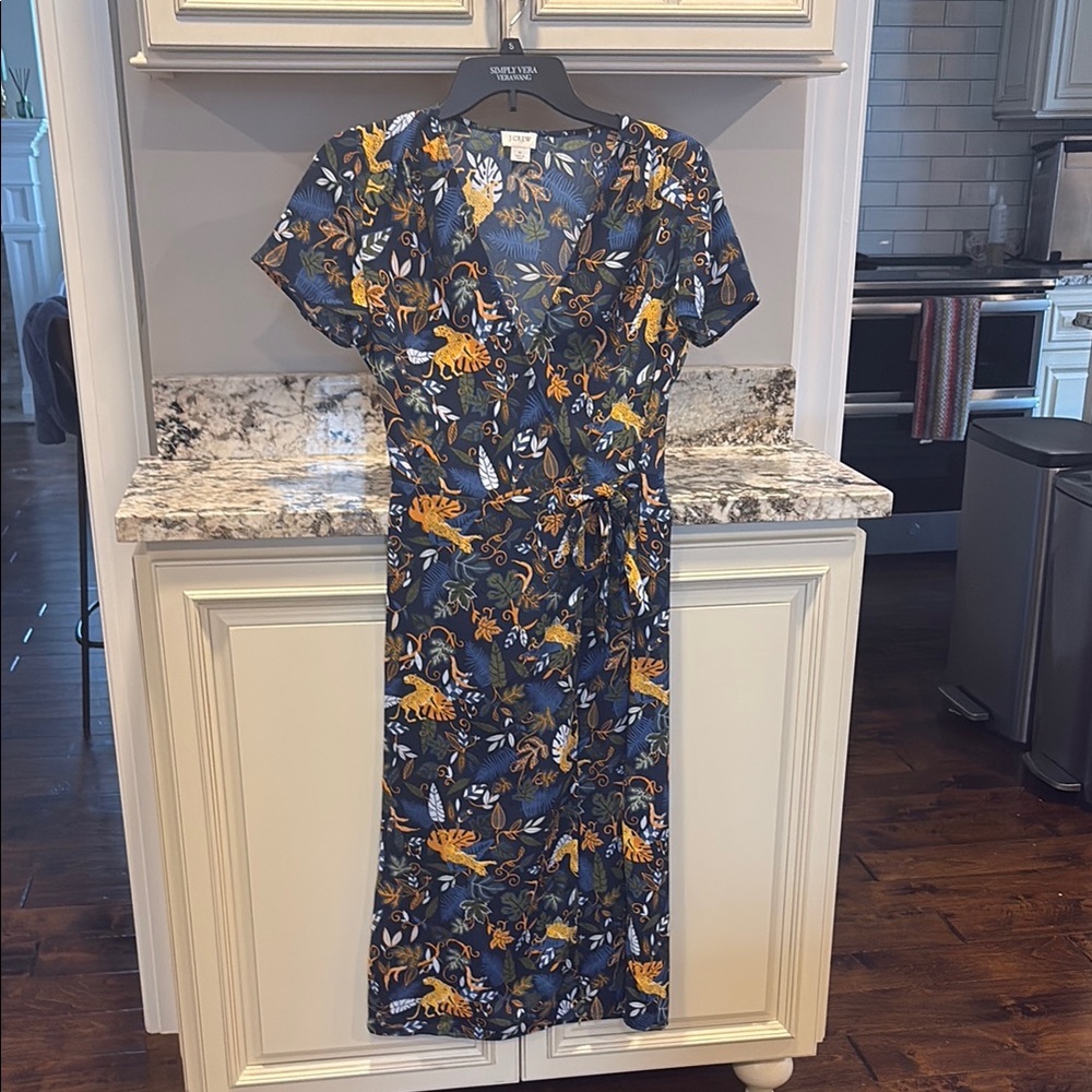 Jungle print, midi wrap dress